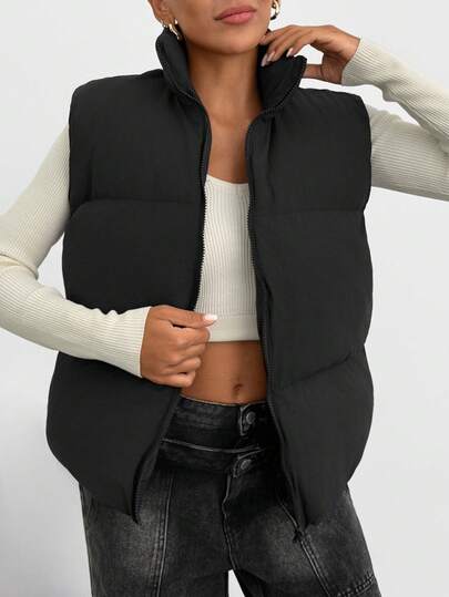 EURMUSE Urban Crinkle Puffer Vest – Lightweight, Warm, Water-Resistant, Zippered Winter Vest For Men & Women Women Vest Womens Vest Padded Tops Sleeveless Blazer