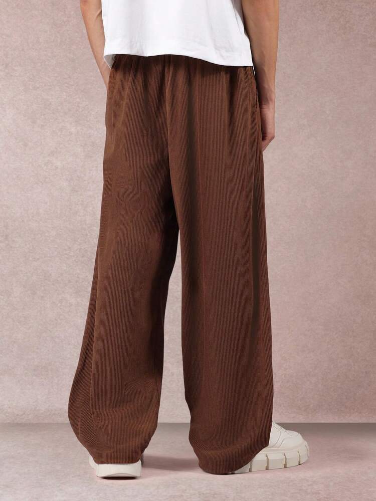 Wide Leg Corduroy Pants With Pleated Front