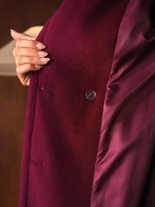 MOTF PREMIUM DOUBLE BREASTED BELTED OVERCOAT - Burgundy - View 9