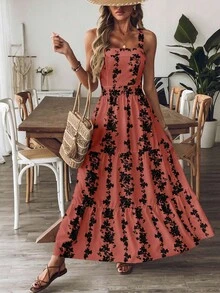 EMERY ROSE 女式蓝白印花束腰休闲度假通勤无袖连衣裙 - 彩色 - 查看 3