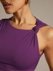 Hauture Knotted Shoulder Fitted Blouse