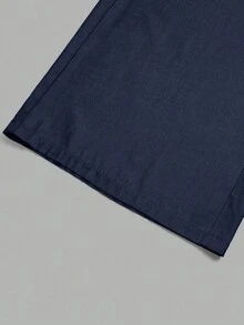 Rometta Pantalones rectos y anchos de pierna ancha de talla grande - Azul Marino - Ver 6