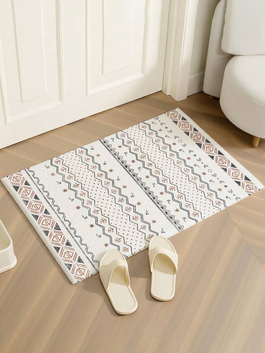 Cirelle 1PC 40x60cm Floral Pattern Floor Mat, Nordic Bohemian Style Bathroom Carpet, Slip-Resistant Entrance Mat Suitable For Kitchens And Corridors, Housewarming Gift And Holiday Present, Scandinavian Plant Pattern Design - Multicolor - View 1