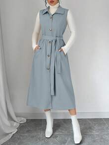 Chiquease 2pcs Detachable Reversible Windbreaker Jacket Set - Dusty Blue - View 3