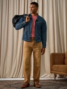 RivetRise Herren Vintage Destroyed Loose Fit Denim Jacke im Western Vintage Stil, Herbst