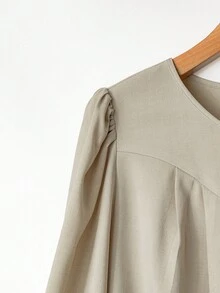 Linhara Plus Size Women's Fashion Casual Elegant Round Neck Loose Flattering Long Sleeve Shirt, Autumn Fall Cloth For Women