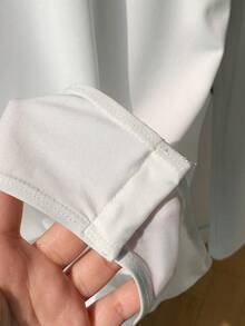 SHEIN BASICS 2 件套休闲简约风格“Old Money”黑白小马标志图案长袖圆领紧身衣，百搭分层单品，适合秋冬季 - 彩色 - 查看 8