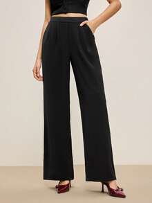 BizChic Pantalones de mujer con bolsillos laterales negros, nuevos para invierno y verano 2025. Vintage, elegante, urbano, casual, romántico, estilo de los 90. Adecuado para fiestas elegantes, graduaciones, vacaciones, bodas, citas, conciertos, brunch, aeropuerto y talla grande. - Negro - Ver 5