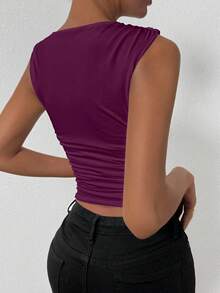 SHEIN Allurite Áo tank top không tay màu nâu đỏ, áo tank top cơ bản, áo tank top đi chơi, áo tank top dự tiệc, áo tank top phong cách đường phố, áo tank top mùa thu sành điệu, áo tank top Halloween, áo tank top không thể thiếu cho các bữa tiệc, áo tank top retro, áo tank top cơ bản màu tím, áo tank top không tay nữ màu tím đậm. - Màu đỏ tím - Xem 5