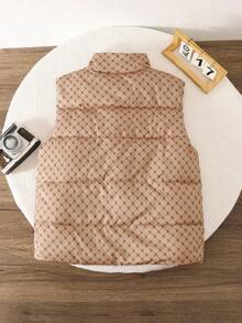 Áo khoác vest in hoa cổ điển giản dị dành cho bé trai tuổi teen, thích hợp cho các buổi đi chơi mùa thu/đông và mặc đi học - màu nâu - Xem 2