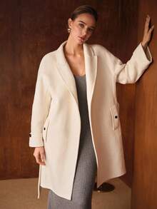 MOTF PREMIUM WOOL BLEND BELTED DOUBLE-FACED OVERCOAT, AUTUMN/WINTER - Apricot - View 8