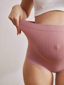 SHEIN BloomMama 1pc Maternity High Waist Seamless Comfortable Panty, Pink