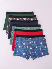 Teen Boy Comfortable Soft Breathable Printed Seamless Boxer Briefs Fall Winter