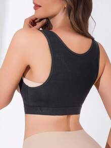 SHEIN Sujetador deportivo con absorción de impactos y efecto moldeador sin costuras - Negro - Ver 2