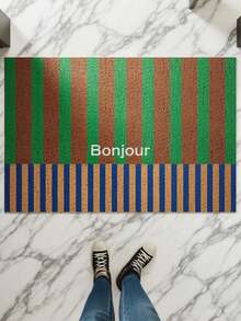 Joivida 1 块耐用门垫 - 防污户外迎宾垫，防滑户外室内入口可洗前门地毯入口地毯室内外地毯万圣节门垫棉质编织条纹小面积地毯适用于门廊/浴室/农舍/家庭入口