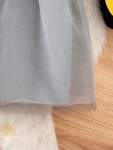 女孩万圣节网眼针织小丑无袖连衣裙 - 白色 - 查看 10