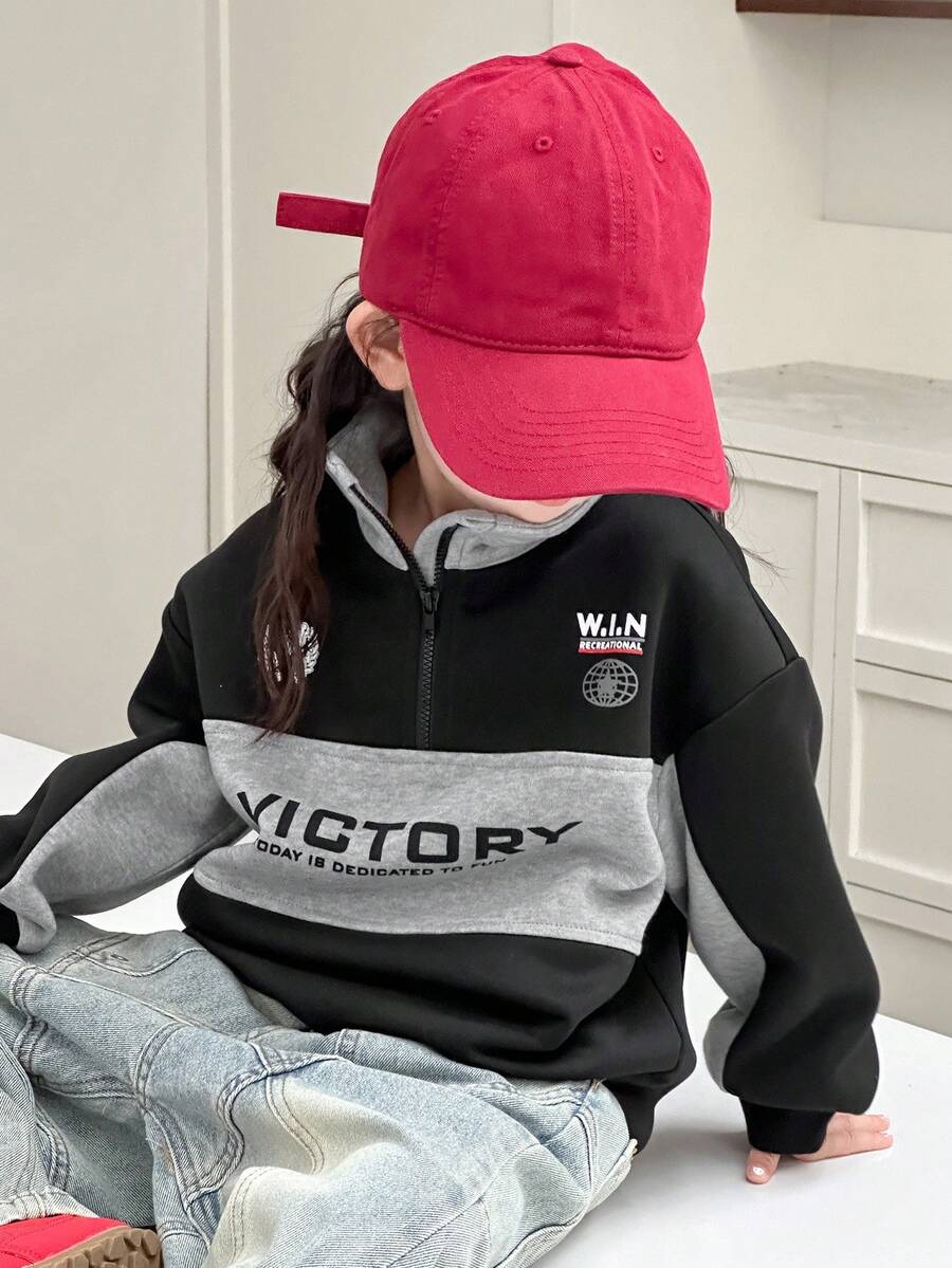 DAZY 女童针织抓绒印花卫衣,秋季服装,冬季 - 灰色 - 查看 1