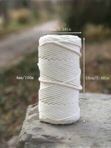 SHEIN Size Range 1MM To 5MM White Natural Macrame Craft Cord For  Handmade Bags Gift Wrapping Tags Bundling Decoration Home Decor Party Supplies Crafting Essentials Macrame String Strong Versatile Decorative Rope Festive Celebrations Craft Projects - Beige - View 9