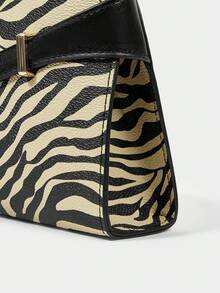 SHECARRY Túi xách nữ quai trên bằng da PU thời trang thu hè đông đi học đi làm đi chơi sang trọng túi xách tinh tế dung tích lớn dây đeo có thể điều chỉnh trang trí bằng kim loại - Đen và trắng - Xem 5