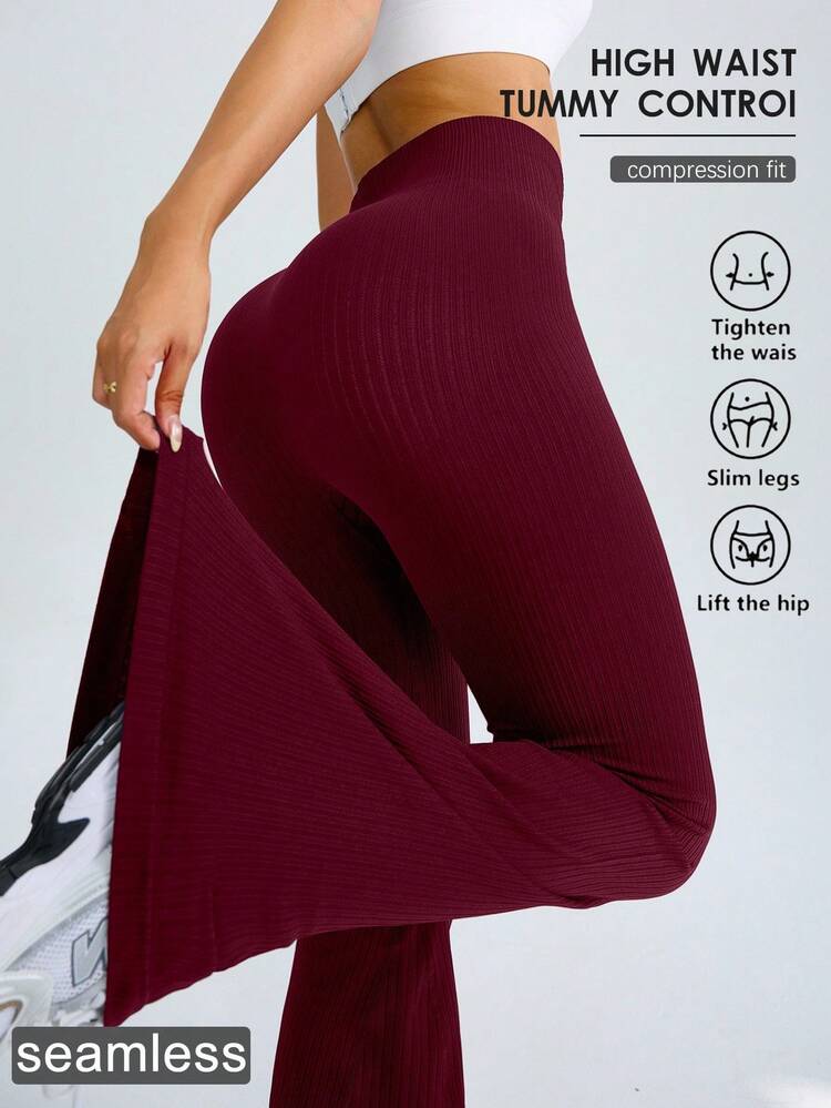 Core Rhythm Leggings évasés de yoga sans couture élastiques de couleur unie pour femmes