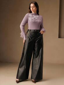 Anewsta Áo len dài tay thanh lịch cổ tròn đính hạt 3D dành cho nữ, áo chui đầu Giáng sinh cho Lễ Tạ ơn, Mùa thu/Đông - Bụi hồng - Xem 6