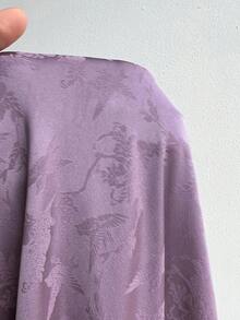 Viva Relle 优雅派对/约会晚礼服，珍珠链带，露肩，泡泡袖，纹理褶皱，加大码，长袖 - 紫色 - 查看 3