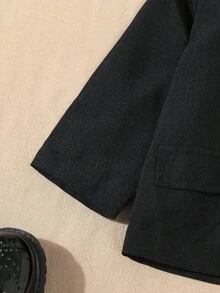 SHEIN 2pcs Baby Boys Elegant Formal Gentleman Suit Set, Including Long Sleeve Blazer Jacket With Fake Pockets And Elastic Waist Pants, No Shirt, No Bow Tie, Suitable For Spring/Autumn, 6 Months To 3 Years Old Boys, Formal Outfit For Wedding, Performance, Party, Birthday, Christmas, Graduation Fall Winter