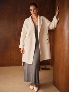 MOTF PREMIUM WOOL BLEND BELTED DOUBLE-FACED OVERCOAT, AUTUMN/WINTER - Apricot - View 7