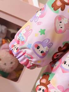 SHEIN Winter New Cute Cartoon Pattern Young Girl Thermal Lined Thick Hooded Jacket With Waist Cinch Fall Kids Coats Girls Girl Kids Winter Jacket - Pink - View 6