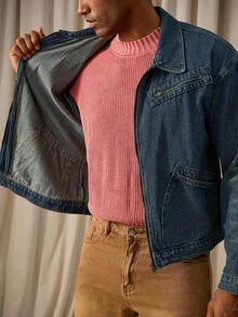 RivetRise Herren Vintage Destroyed Loose Fit Denim Jacke im Western Vintage Stil, Herbst