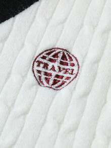 Manfinity EZcore 男士休闲通勤撞色边饰麻花针织毛衣背心，秋冬 - 白色 - 查看 4