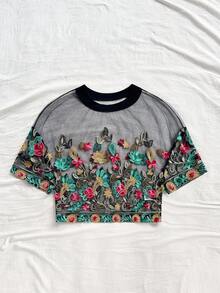 Soleia 女士休闲、度假、海滩、婚礼宾客、毕业典礼、早午餐、圣帕特里克节、春假、复活节、音乐节优雅波西米亚热带性感薄纱花卉衬衫，春夏款 - 白色 - 查看 6