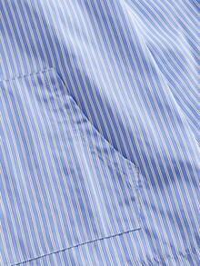 ROMWE MEN Prep 男式条纹学院风插肩袖纽扣半开襟抽绳连帽衫，秋季 - 彩色 - 查看 4