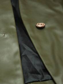 Aveloria Modichic V领不对称剪裁PU面料优雅通勤背心夹克 - 綠色 - 查看 7