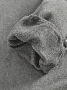 SHEIN Leap Crew 简约心形图案基本款运动服，少女休闲简约圆领长袖厚款运动衫和裤子两件套，适合秋冬季 - 灰色 - 查看 5