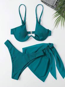 SHEIN Swim Summer 3pcs Bikini With Underwire, Minimalist & Fashion, Casual For Daily Wear