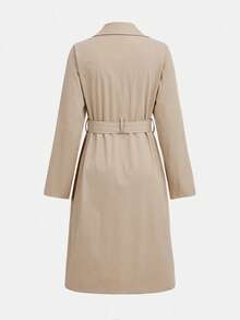 Girlism Teen Girl Trench Coats Khaki Retro Long-Sleeved Waist Trench Coat,Winter Trench Coat, Elegant,Business Fall Trench Coat - Khaki - View 2