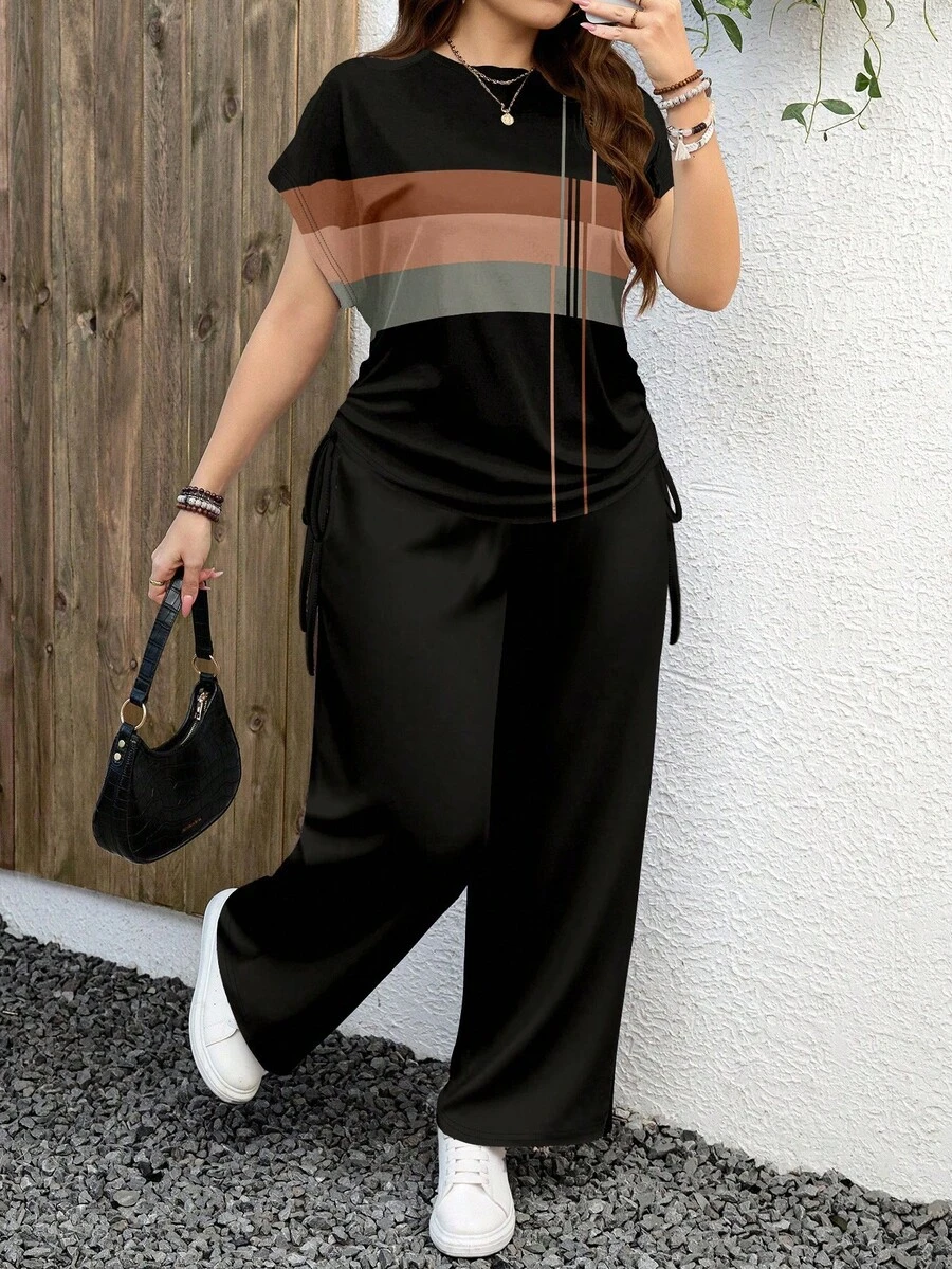 EMERY ROSE Bộ 2 món họa tiết kẻ caro thường ngày cỡ lớn, phù hợp cho mọi mùa - Nhiều màu - Xem 1