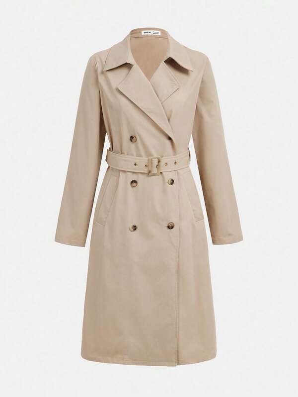 Girlism Teen Girl Trench Coats Khaki Retro Long-Sleeved Waist Trench Coat,Winter Trench Coat, Elegant,Business Fall Trench Coat