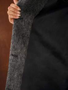 MOTF PREMIUM FAUX PEARL DETAIL BUTTON UP OVERCOAT - Dark Grey - View 10