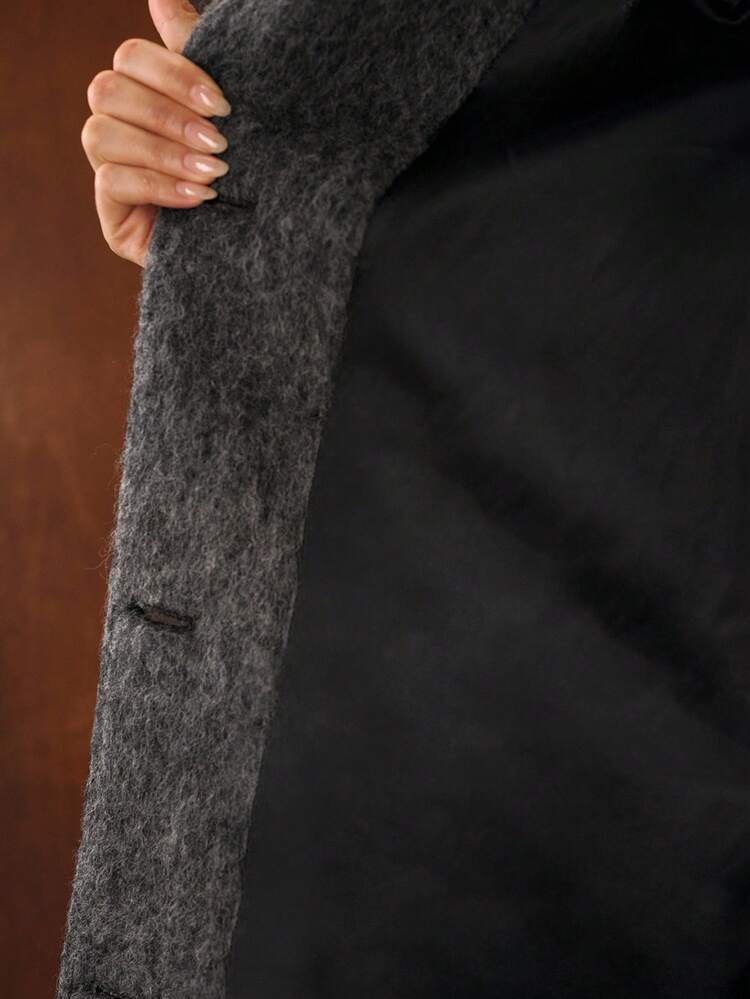 FAUX PEARL DETAIL BUTTON UP OVERCOAT