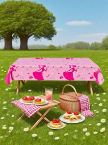 1PC 108*180CM Disposable Tablecloth, Pink Crown Princess Pattern Tablecloth, Waterproof And Oil-Proof, Suitable For Girls' Birthday Theme Parties And Daily Use - Multicolor - View 6