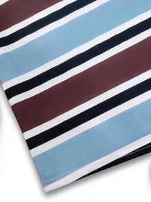Jouncy Polo Collar Striped Print Long Sleeve Loose T-Shirt For Women - Multicolor - View 6