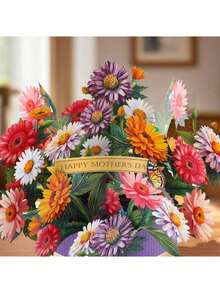 2Pcs/1set 3D Pop-Up Multi-Purpose Cards-Greeting Thank You Cards Birthday Cards With Laser-Cut Flowers,Back To School Essential,School Supplies For Teacher's Day,Handmade Textured Bouquet With Blank Note Card And Envelope For Birthday, Mothers Day, Wedding, Graduation, Anniversary,Thank You Gifts For Lovers Women Teachers Gifts- Summer Celebration - Multicolor - View 7