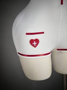 SHEIN ICON Bộ đồ liền thân chủ đề y tá gợi cảm dành cho nữ - trắng - Xem 7