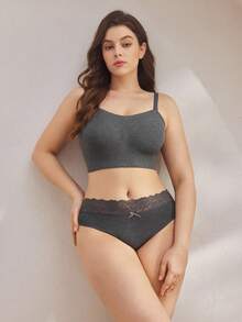 Ocili Plus Size Women Solid Ribbed Casual Comfortable Tube Top Bra (Detachable Strap) - Dark Grey - View 3