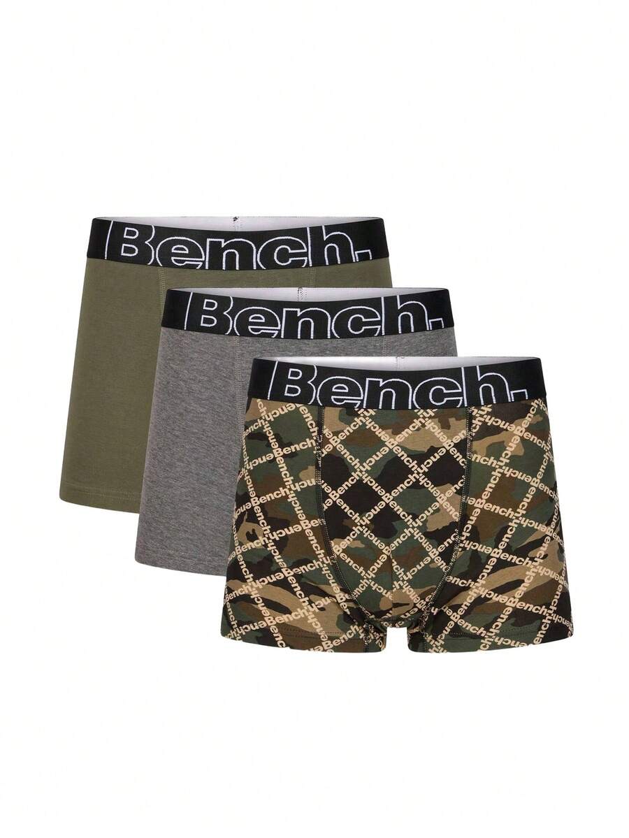 BENCH 3 Pack Men's Boxer Briefs - Grey, Khaki, Camo - View 1