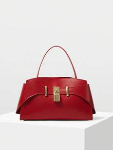 MOTF PREMIUM PU LEATHER IRONMONGERY TOP HANDLE BAG,CHRISTMAS GIFTS - Red - View 1