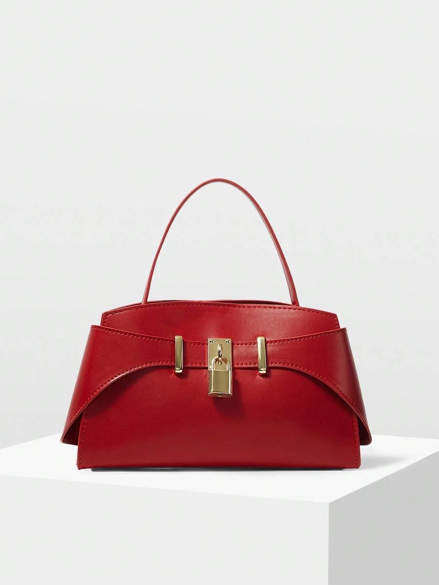 MOTF PREMIUM PU LEATHER IRONMONGERY TOP HANDLE BAG,CHRISTMAS GIFTS - Red - View 1