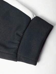 EURMUSE Men's Casual Sports Zip Up Jacket With Side Panel & Handwritten English Print + Sweatpants Set - Black - View 4